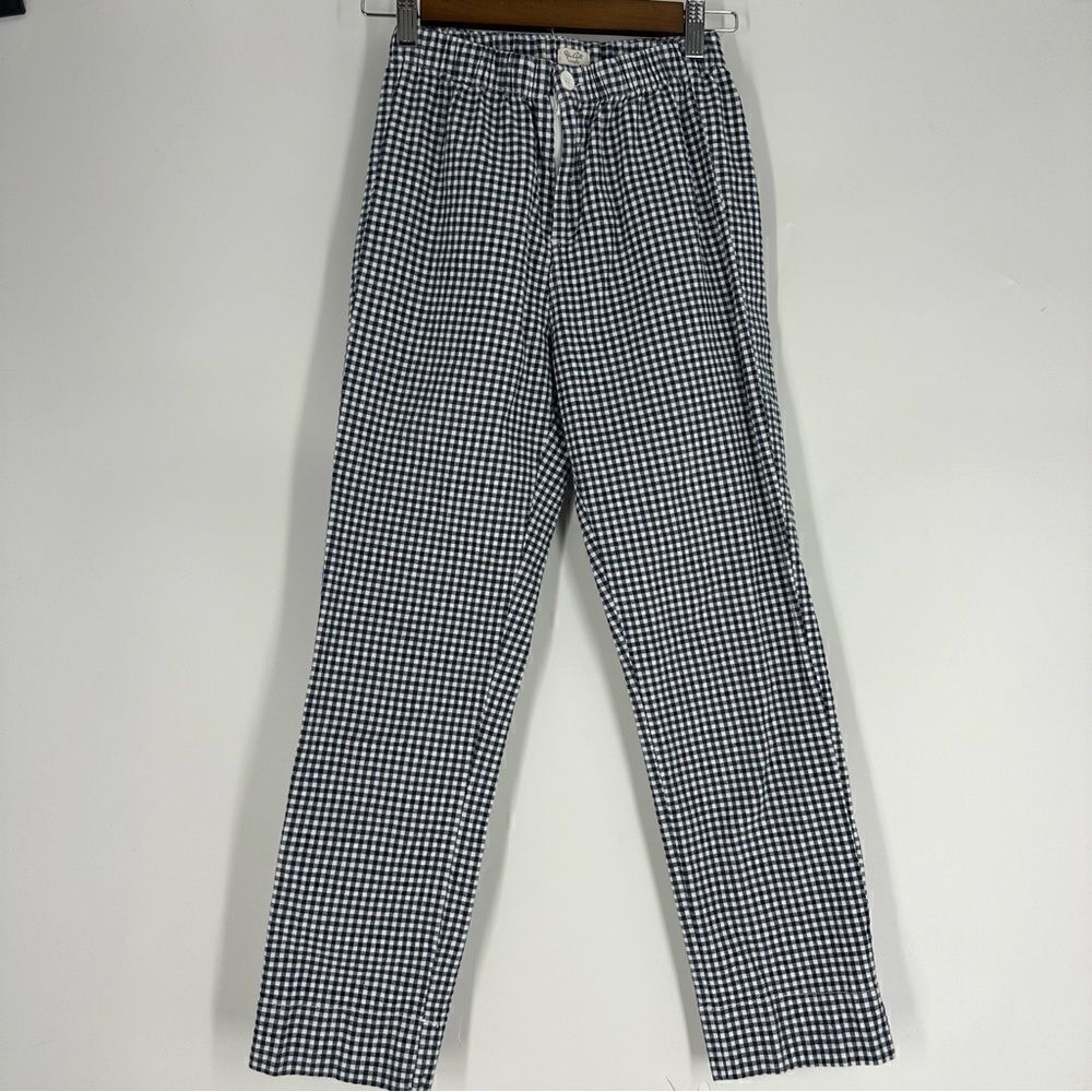BRANDY MELVILLE | JOHN GALT Navy/White Gingham Plaid Elastic Pull On Pants S/M